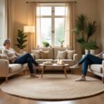 Sådan skaber du en hyggelig stue med runde tæpper og 2-personers sofaer